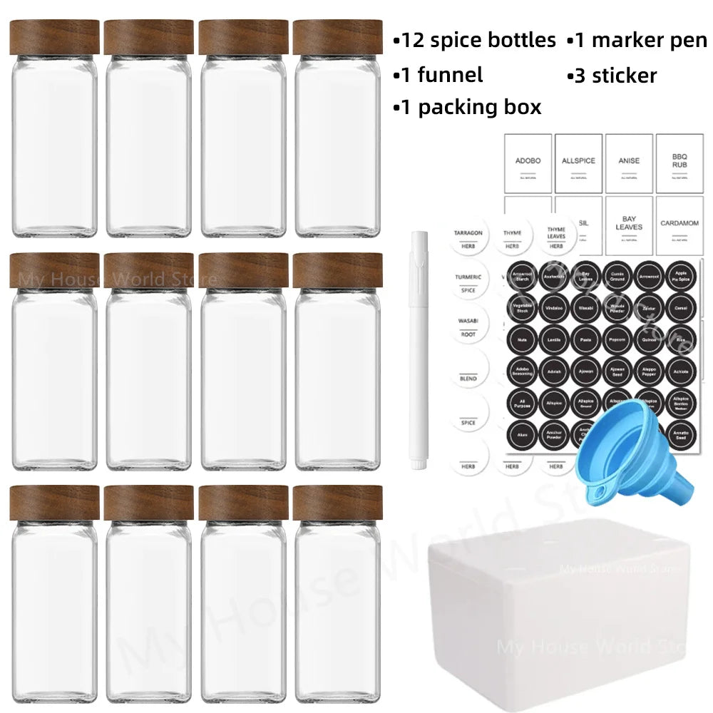 13Pcs Glass Spice Jars Set
