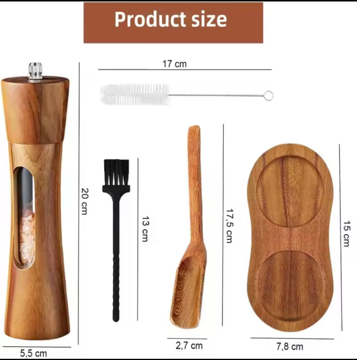 Natural Solid Wood Salt & Pepper Grinder | Adjustable & Eco-Friendly