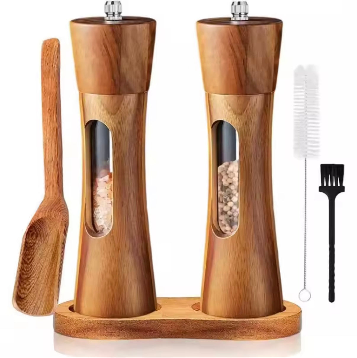 Natural Solid Wood Salt & Pepper Grinder | Adjustable & Eco-Friendly