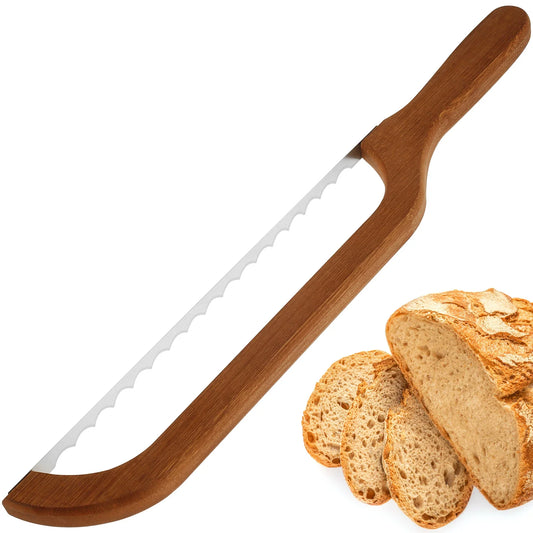 Natural Wooden Bread Knife Stainless Steel.