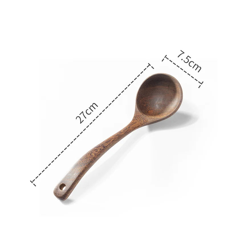 Natural Wood Handle Kitchen Spatula & Spoon | Eco-Friendly Cookware