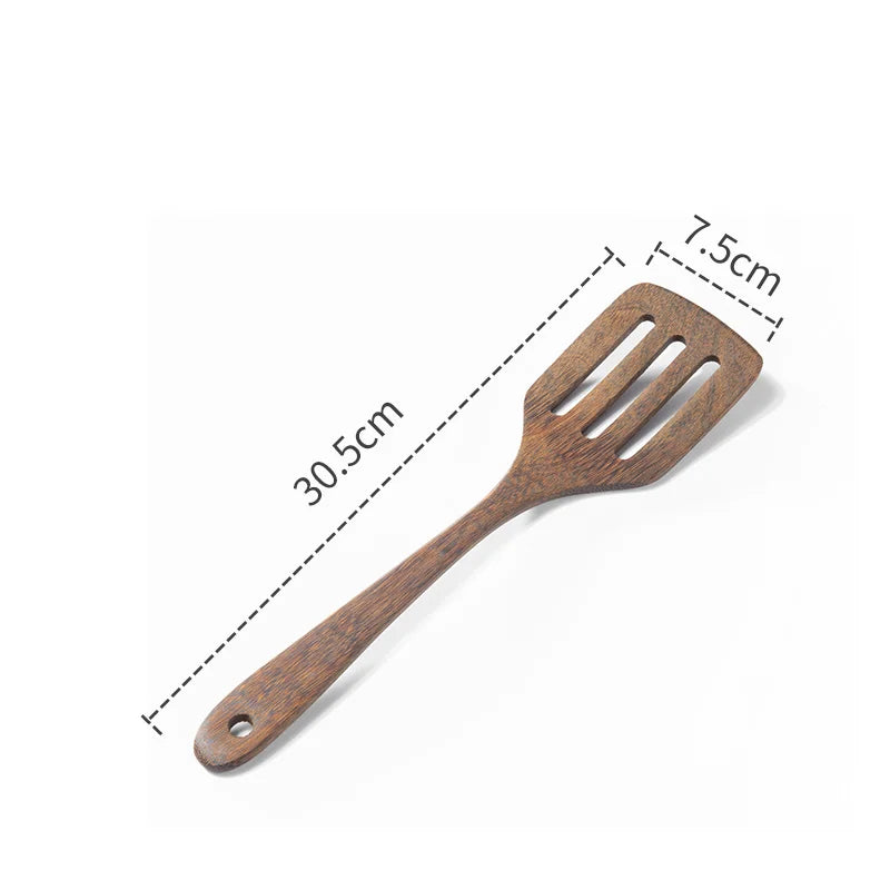 Natural Wood Handle Kitchen Spatula & Spoon | Eco-Friendly Cookware