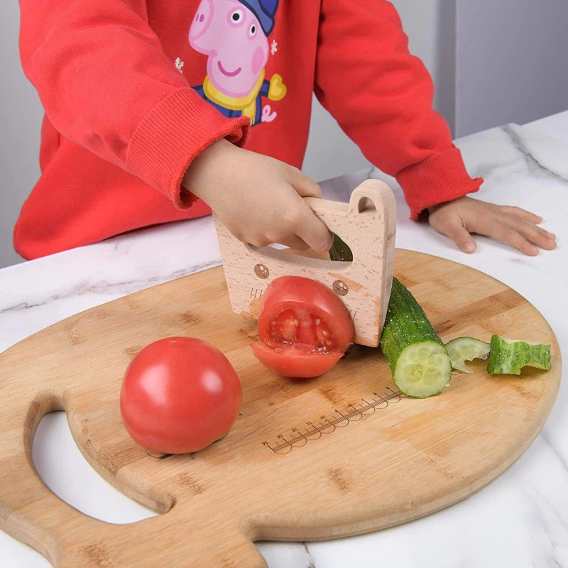 Kids Wooden Toy Kitchen Knife Set | Safe Pretend Play Cooking