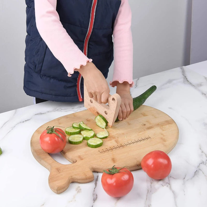 Kids Wooden Toy Kitchen Knife Set | Safe Pretend Play Cooking