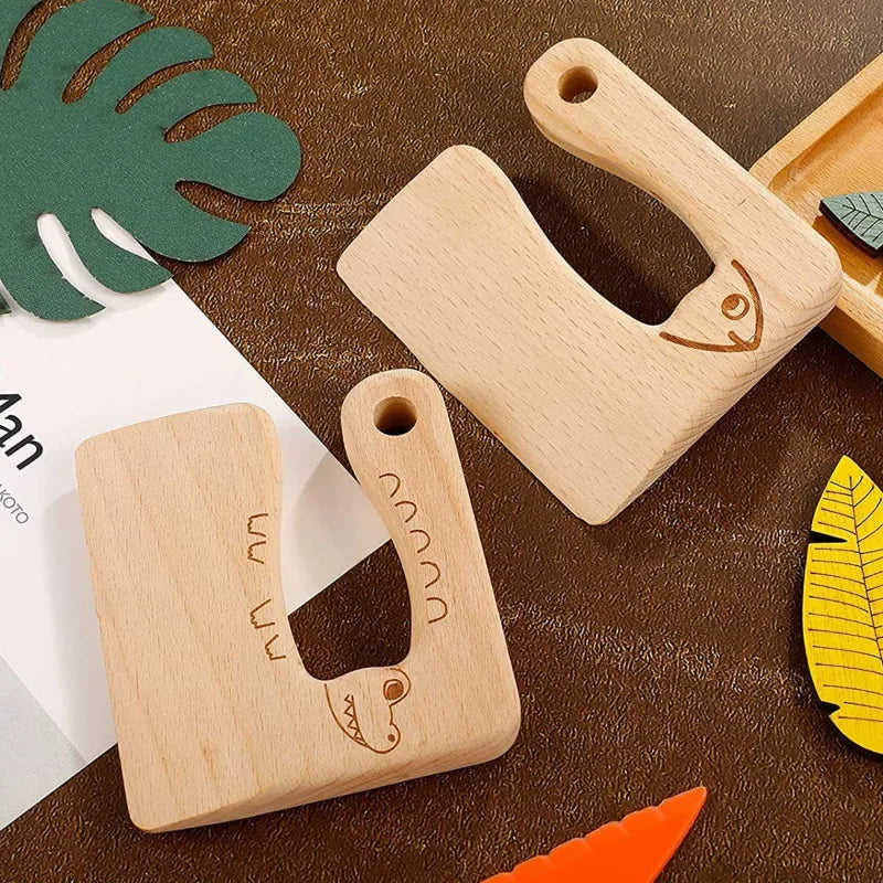 Kids Wooden Toy Kitchen Knife Set | Safe Pretend Play Cooking