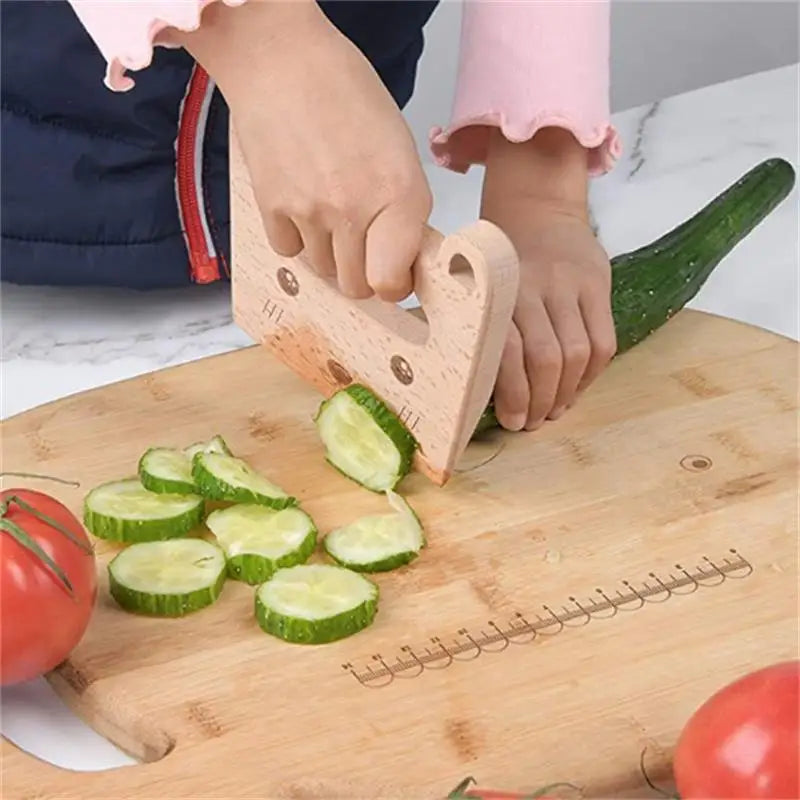 Kids Wooden Toy Kitchen Knife Set | Safe Pretend Play Cooking