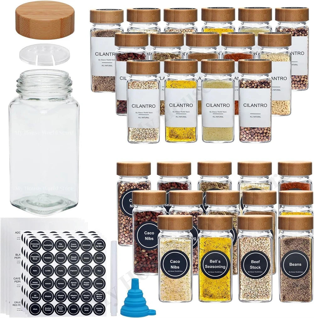 13Pcs Glass Spice Jars Set