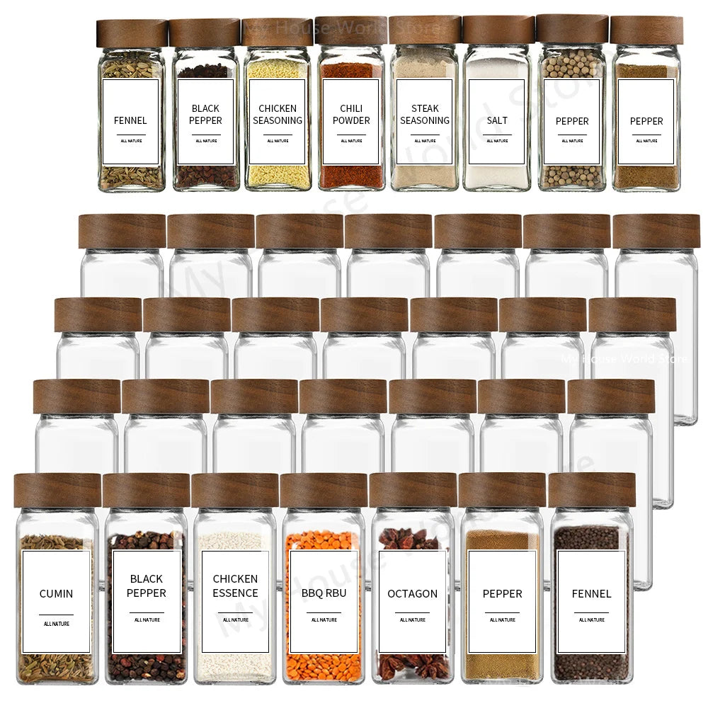 13Pcs Glass Spice Jars Set