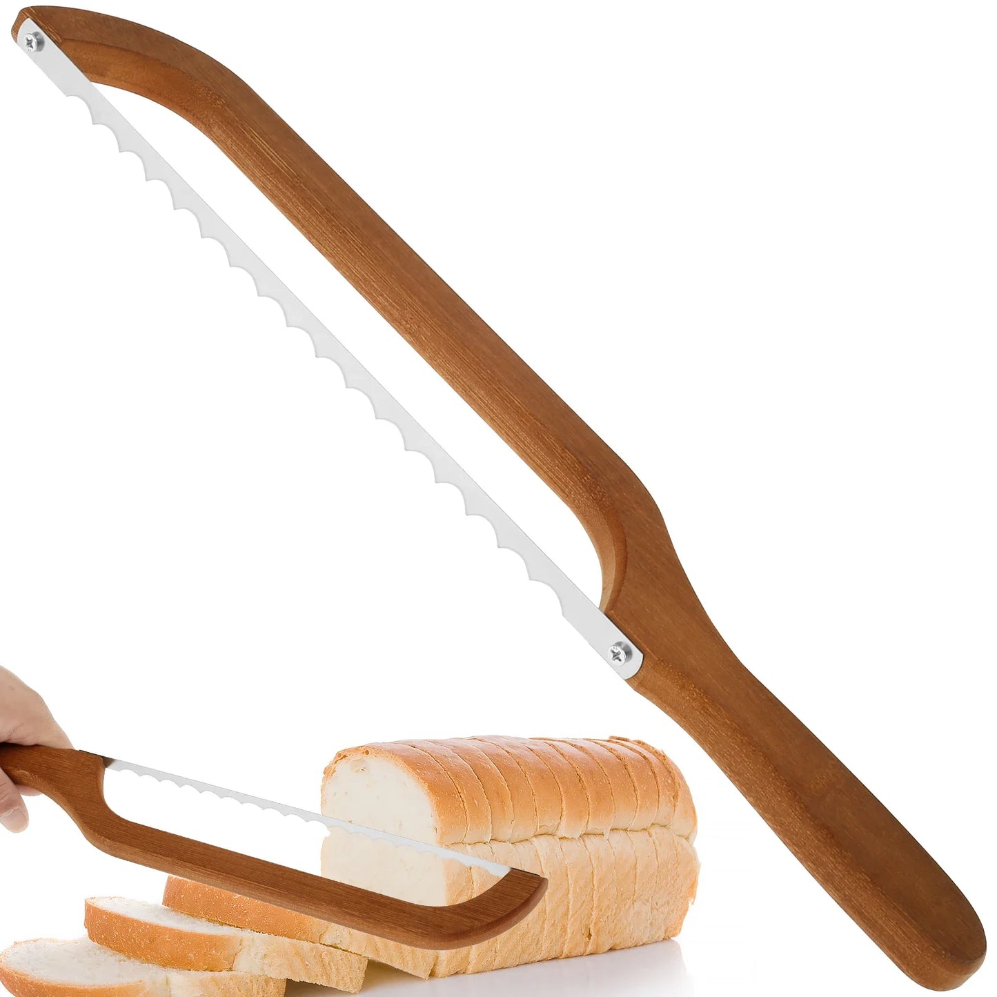 Natural Wooden Bread Knife Stainless Steel.