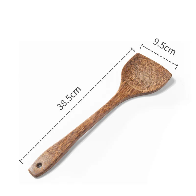 Natural Wood Handle Kitchen Spatula & Spoon | Eco-Friendly Cookware