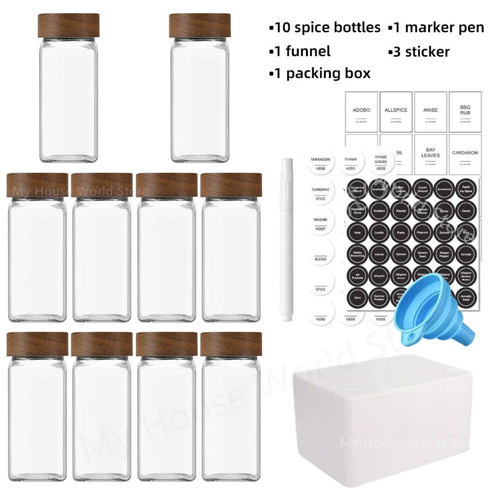 13Pcs Glass Spice Jars Set