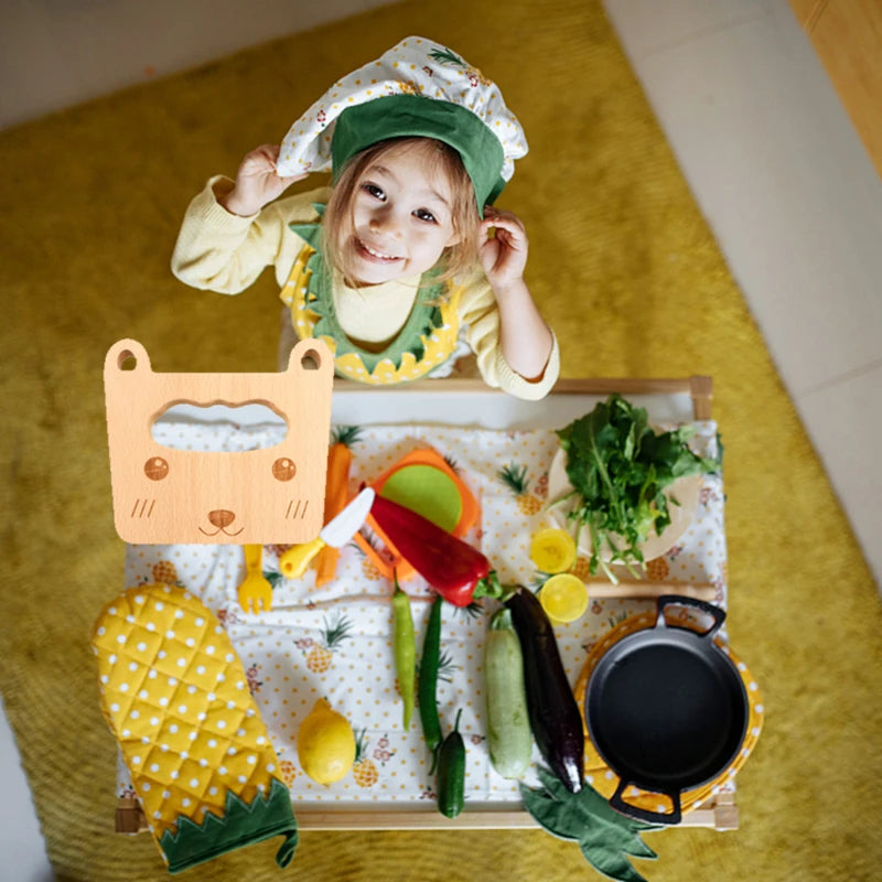 Kids Wooden Toy Kitchen Knife Set | Safe Pretend Play Cooking