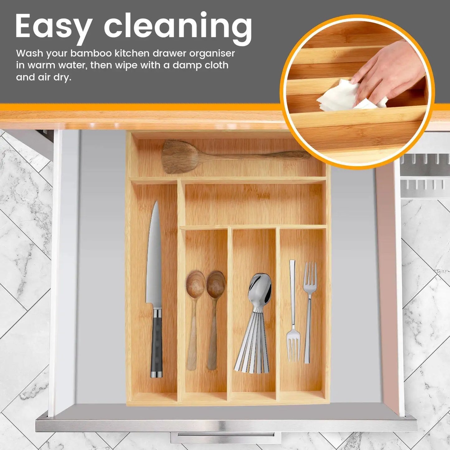 Natural Cutlery Organizer Tray