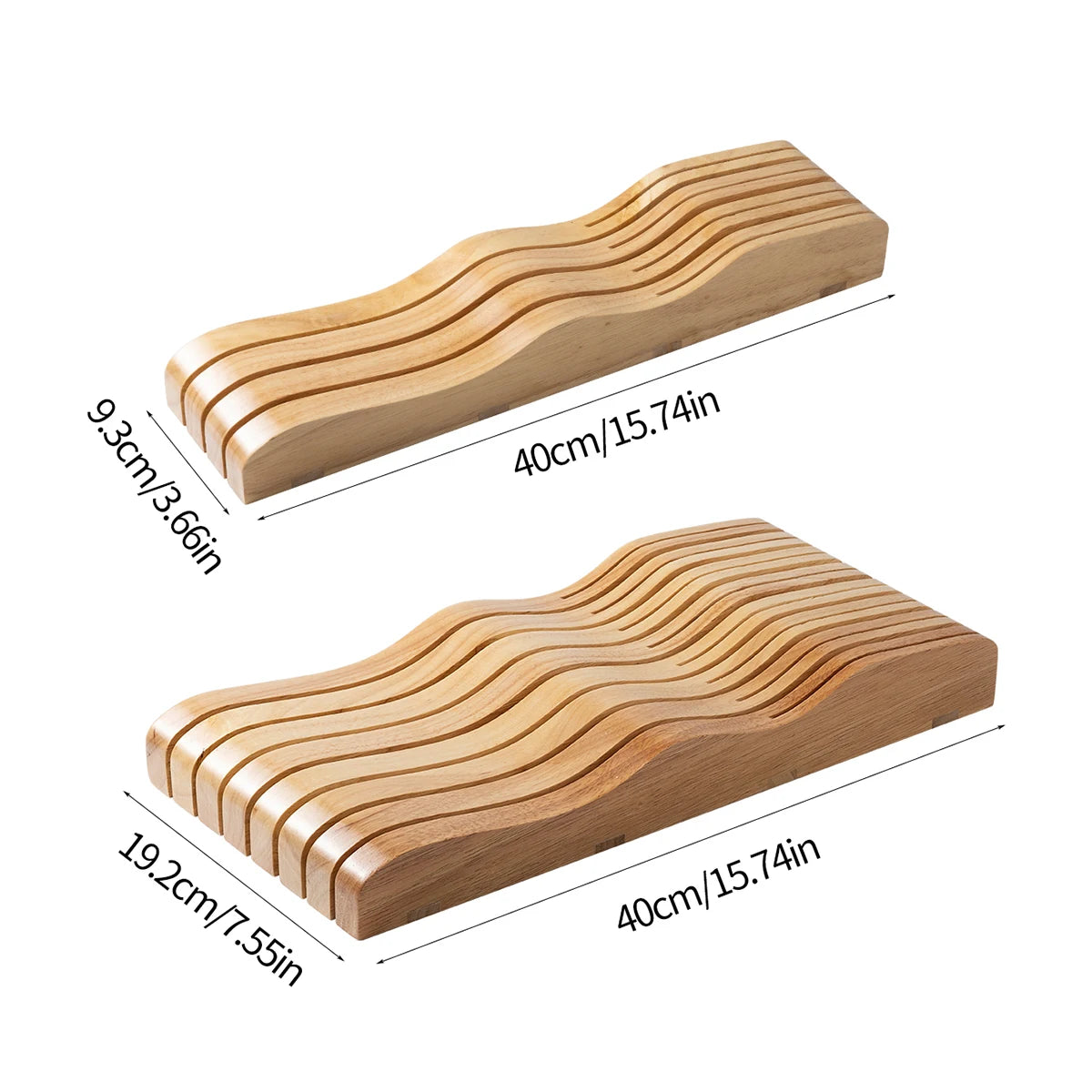 Wooden Horizontal Knife Holder Kitchen Drawer Organizer.