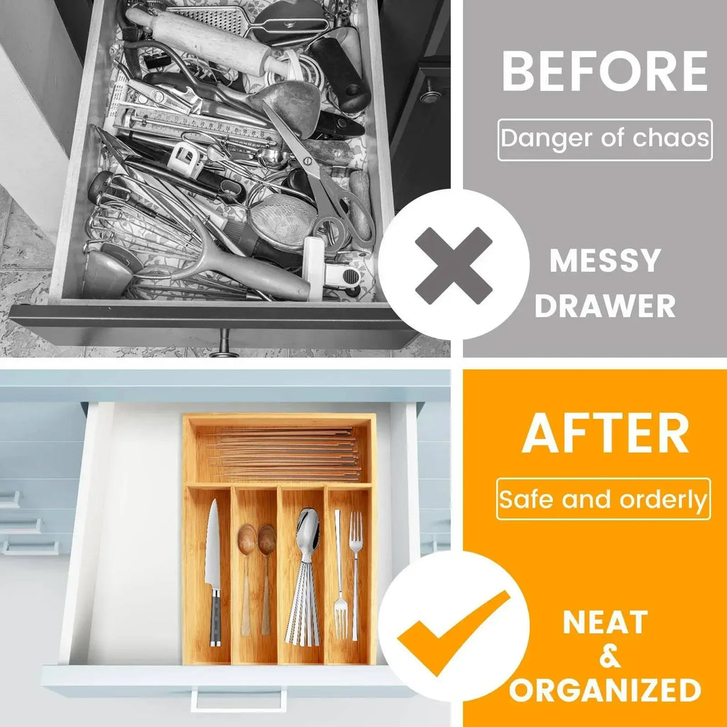 Natural Cutlery Organizer Tray