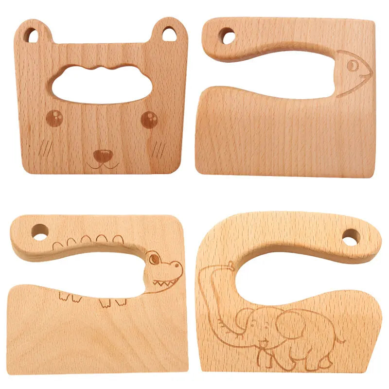 Kids Wooden Toy Kitchen Knife Set | Safe Pretend Play Cooking
