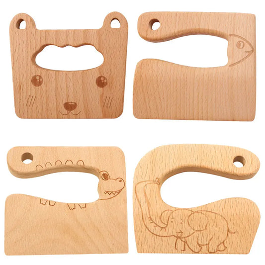 Kids Wooden Toy Kitchen Knife Set | Safe Pretend Play Cooking