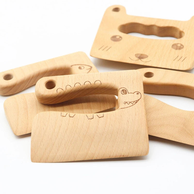 Kids Wooden Toy Kitchen Knife Set | Safe Pretend Play Cooking