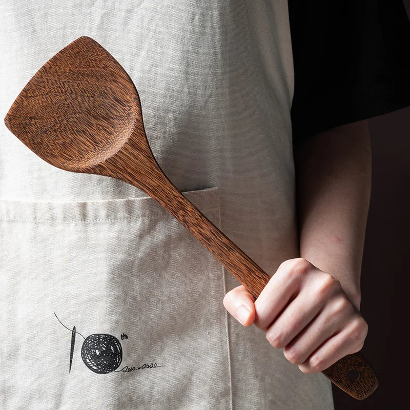 Natural Wood Handle Kitchen Spatula & Spoon | Eco-Friendly Cookware