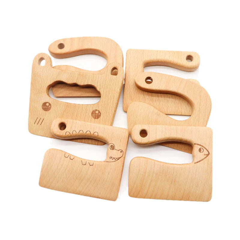 Kids Wooden Toy Kitchen Knife Set | Safe Pretend Play Cooking