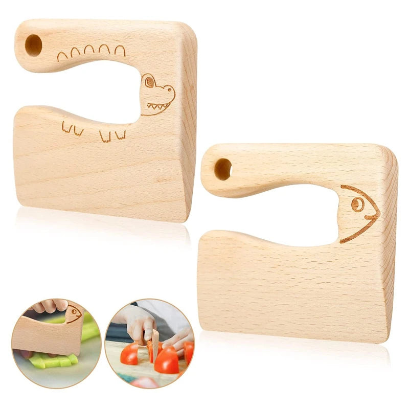 Kids Wooden Toy Kitchen Knife Set | Safe Pretend Play Cooking