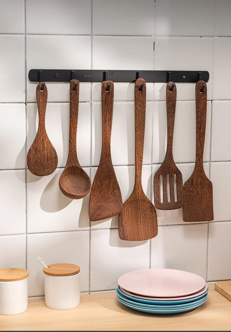 Natural Wood Handle Kitchen Spatula & Spoon | Eco-Friendly Cookware