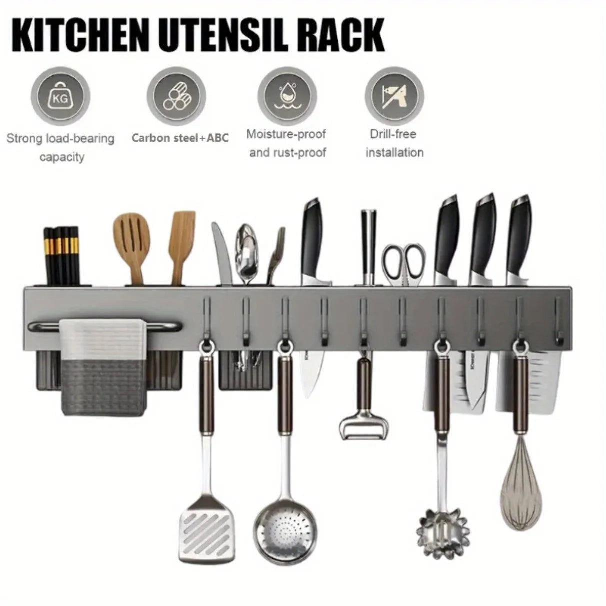Wall Mounted Kitchen Rack for Utensils