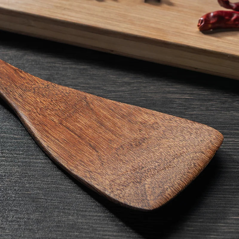 Natural Wood Handle Kitchen Spatula & Spoon | Eco-Friendly Cookware
