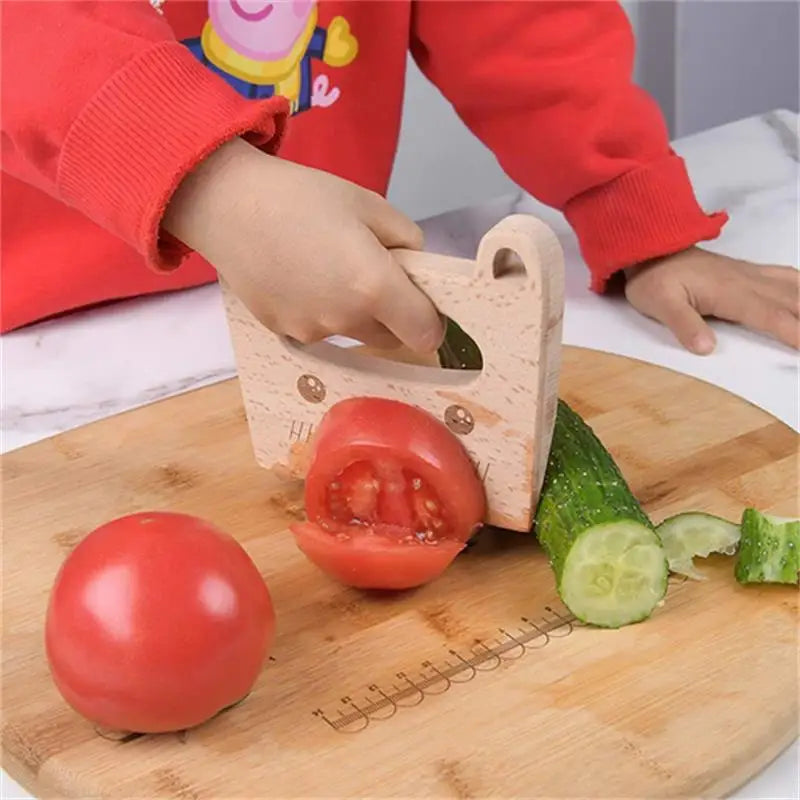 Kids Wooden Toy Kitchen Knife Set | Safe Pretend Play Cooking
